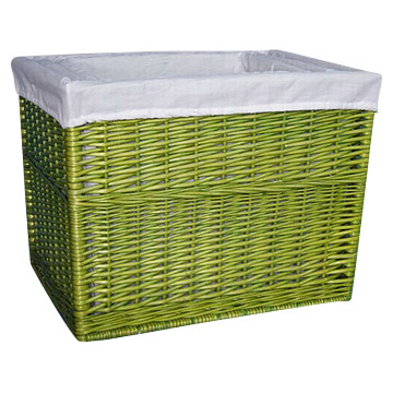 Oblong Willow Storage Basket with Liner (S-3)